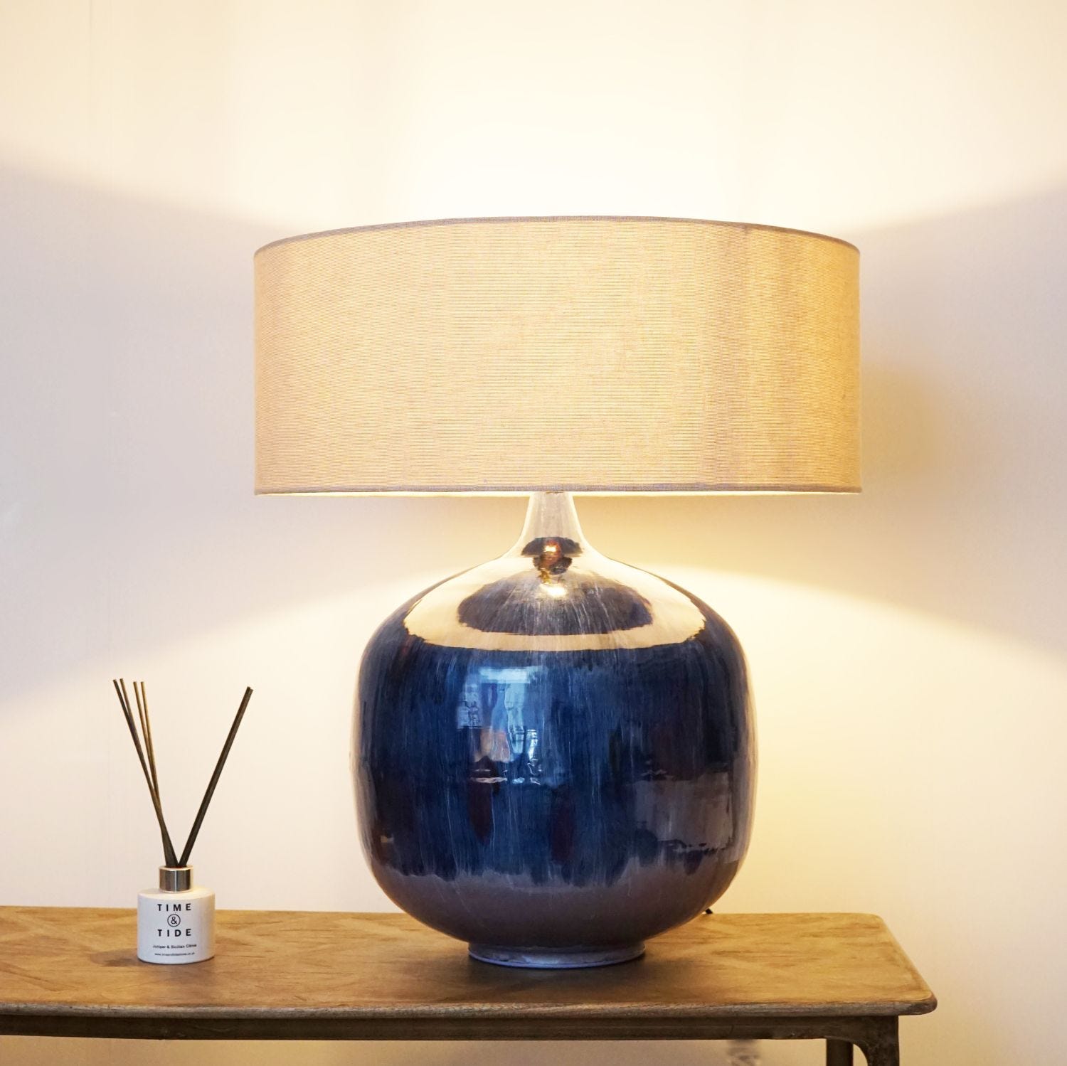 High Gloss Painted Table Lamp - Deep Blue
