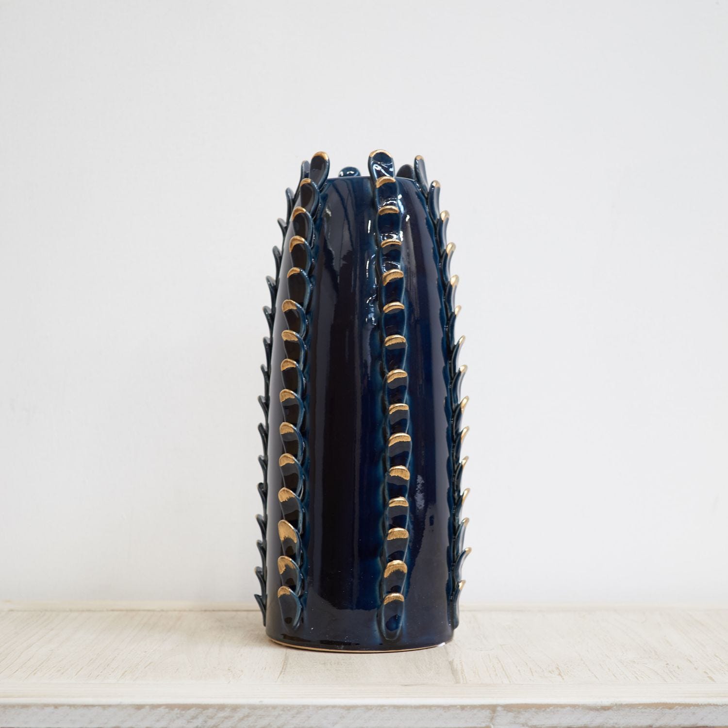 Deep Blue Sculptural Tile Vase