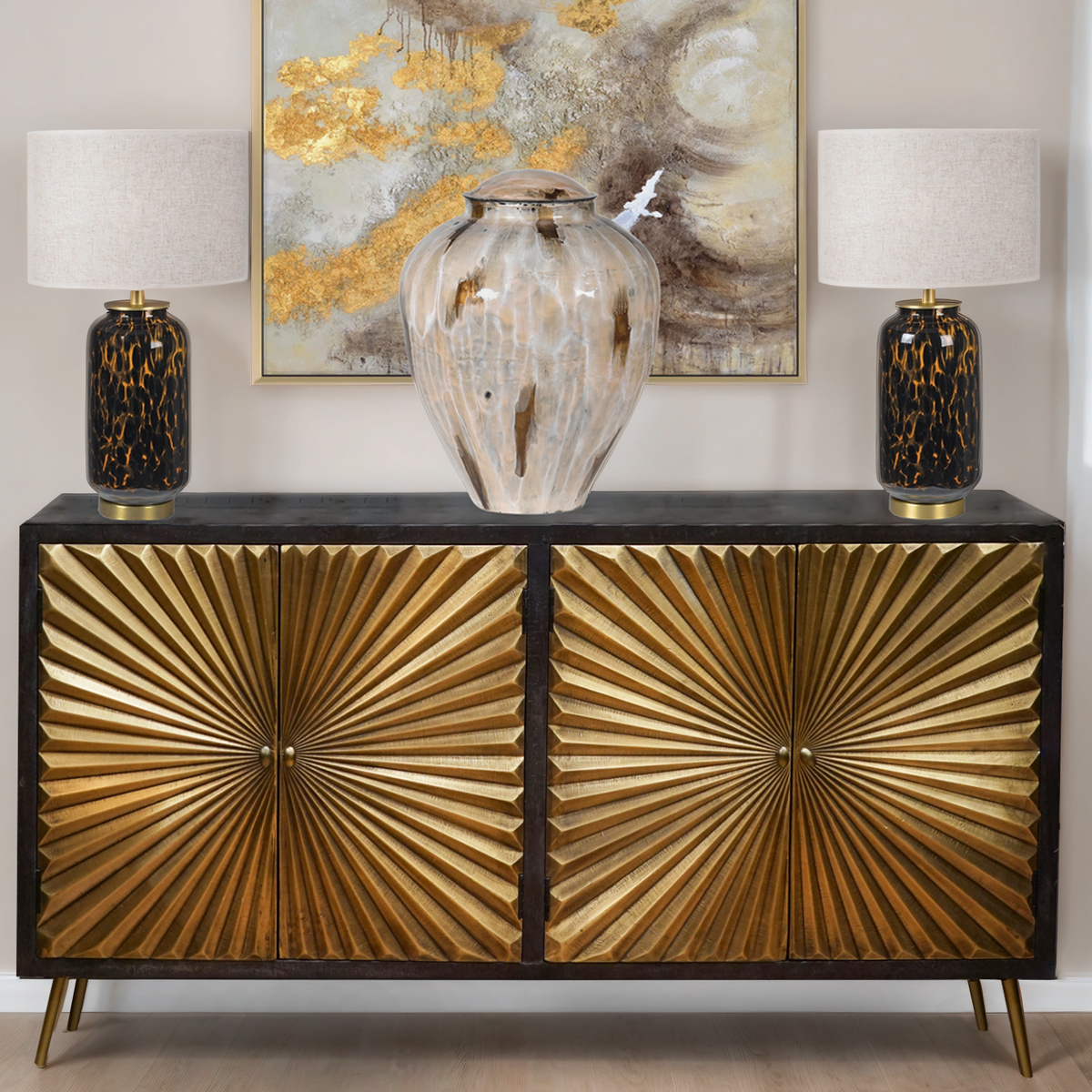 Brass Starburst Sideboard