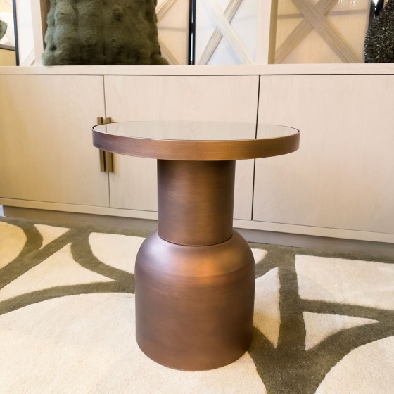 Bronze & Mirror Round Side Table - Small