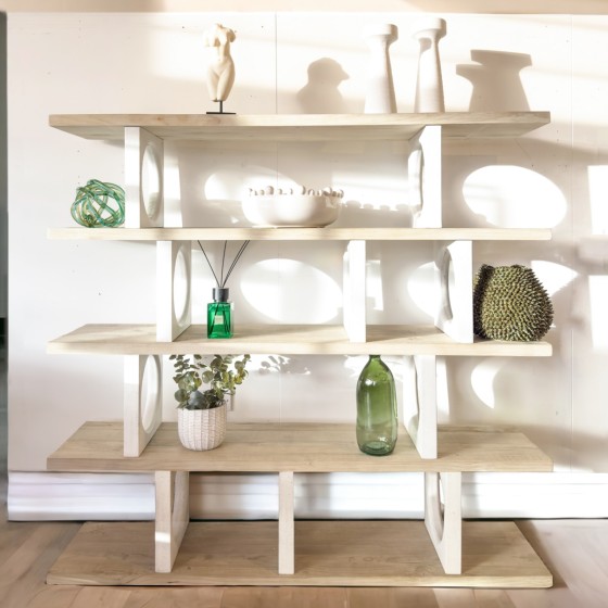 Abstract Circles Wooden Shelving Unit