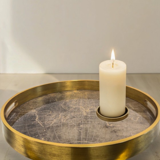 Gold Atlas Print Round Tray 