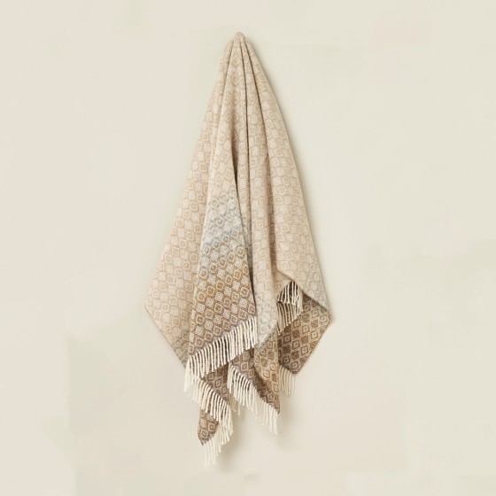 Natural & Grey Ombre Diamond Pattern Throw