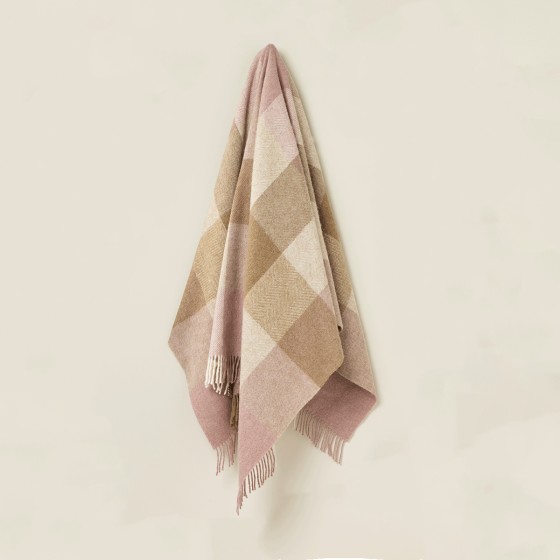 Blush & Beige Block Check Throw