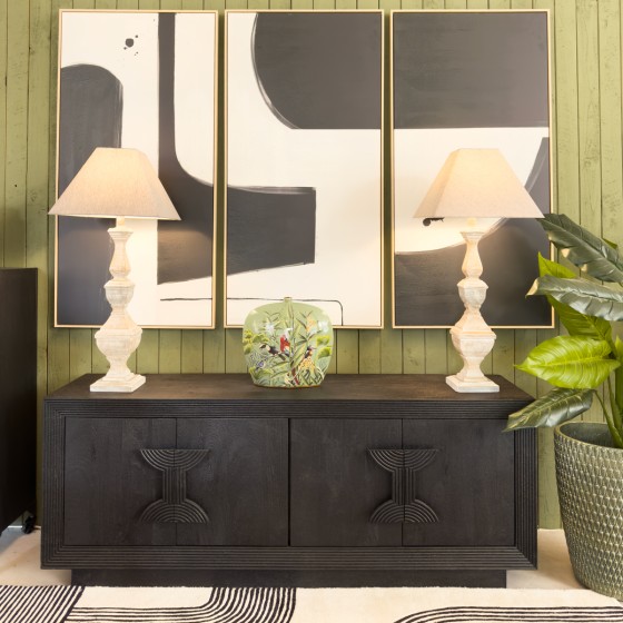 Black Statement Handle 4 Door Sideboard