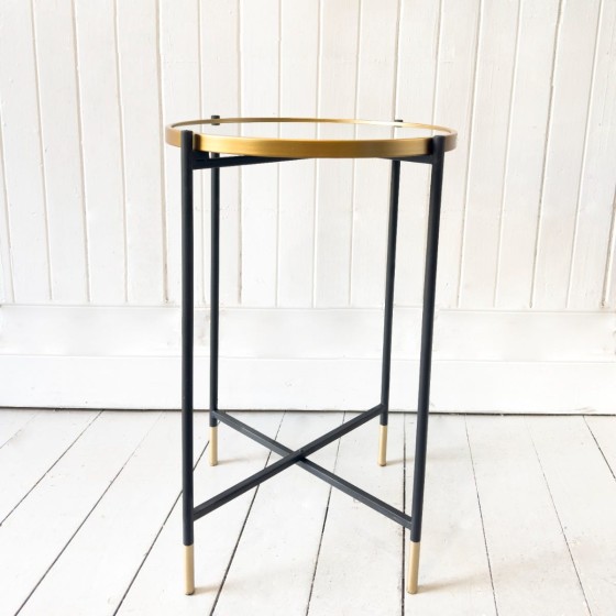 Gold & Black Mirrored Side Table 