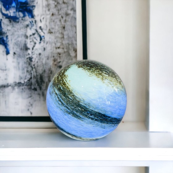 Deep Blue & Black Aurora Glass Lamp
