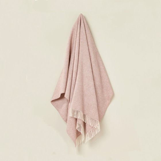 Herringbone British Wool Throw - Blush