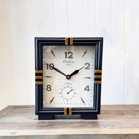 Black & Gold Square Vintage Mantel Clock