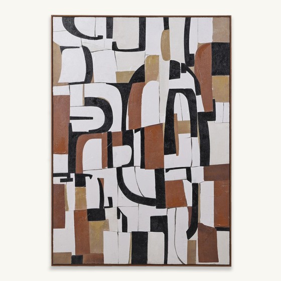 Earthy Abstract Shapes Framed Canvas