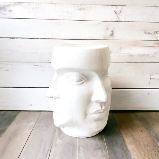 White Ceramic Face Surround Stool 