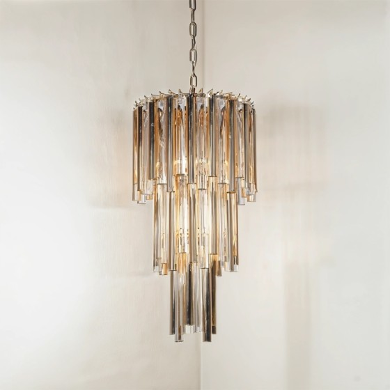 Deep Gold Tiered Crystal Chandelier