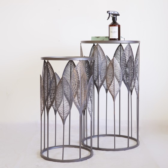 Large Metal Leaf Side Table