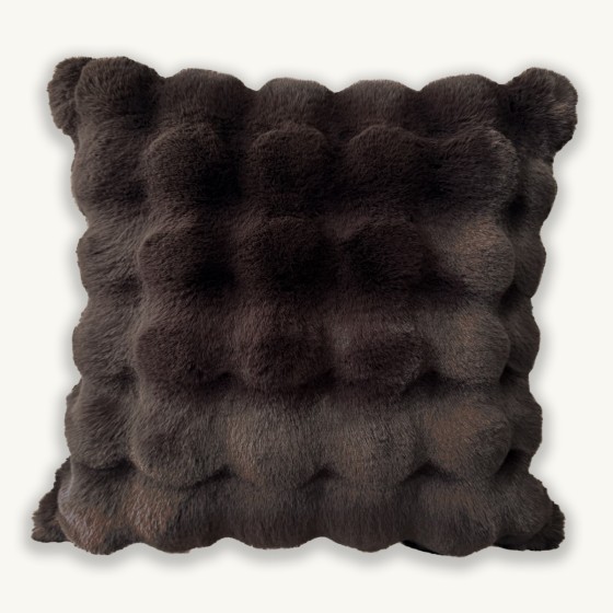 Luxe Chocolate Wavy Faux Fur Cushion - 50x50cm