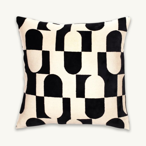 Monochrome Geometric Pill Cushion - 56x56cm