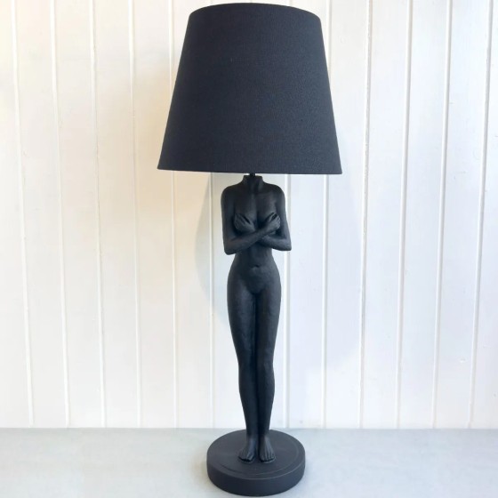 Black Standing Lady Table Lamp With Shade