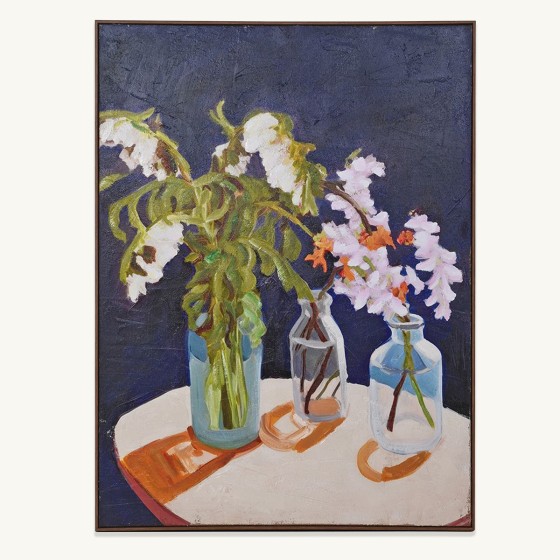 Navy Plants & Vases Canvas Picture