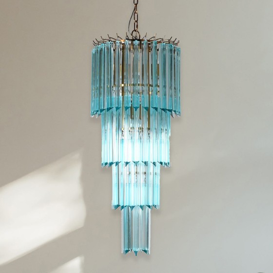 Turquoise Tiered Glass Chandelier