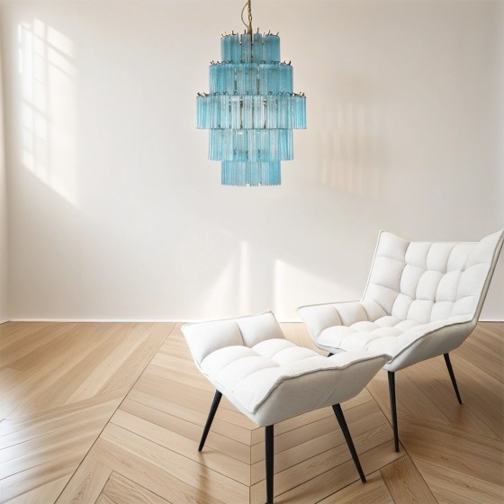 Turquoise Tiered Glass Chandelier - Large