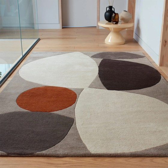 Black, Grey & Rust Shapes Rug - 160x230cm