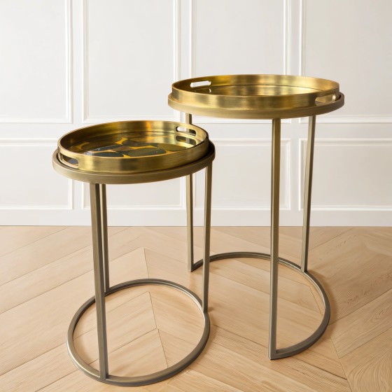 Mustard & Olive Geometric Tray Tables - Set Of 2