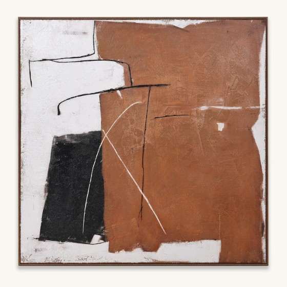 Rust & Monochrome Abstract Square Canvas