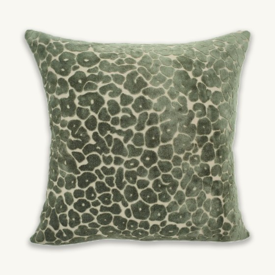 Sage Flocked Animal Spot Cushion - 56x56cm