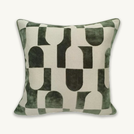 Sage Geometric Pill Cushion - 43x43cm