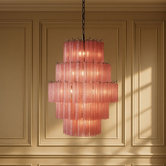 Rose Textured Glass Chandelier