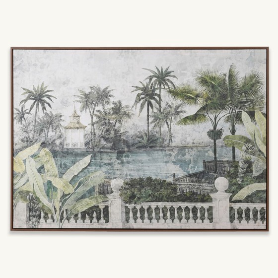 Tropical Oriental Village Landscape Canvas