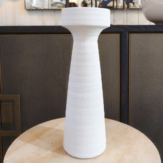 White Textured Concrete Candleholder - Large