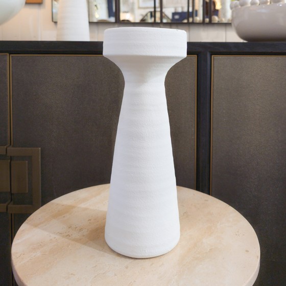 White Textured Concrete Candleholder - Small