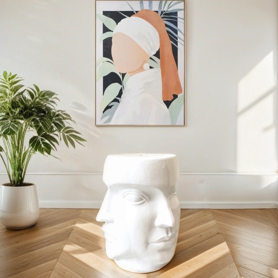 White Ceramic Face Surround Stool 