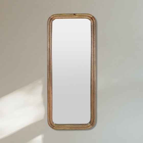 Light Oak Framed Rectangular Mirror