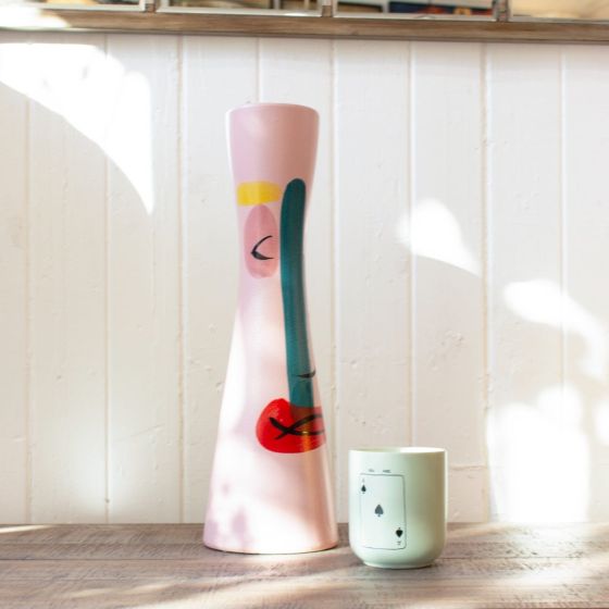 Pastel Pink Brushstroke Face Vase