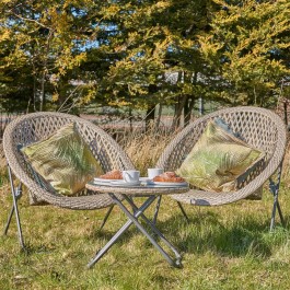 Faux rattan folding lounge set deals