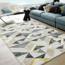 Black & Gold Diamond Print Rug - 160x230cm | Time & Tide