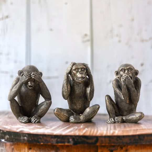 Antique Set of 3 See No Evil Monkeys