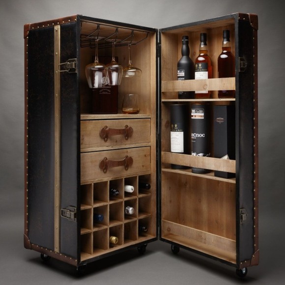 Steamer Trunk Liquor Cabinet