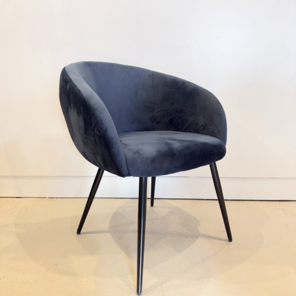 Curved Back Velvet Dining Chair - Deep Blue
