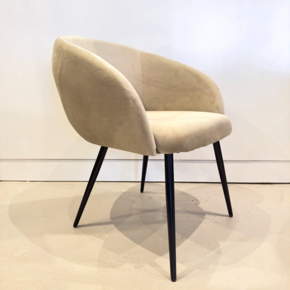 Curved Back Velvet Dining Chair - Taupe