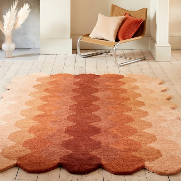 Rust Honeycomb Shaped Rug - 160x230cm