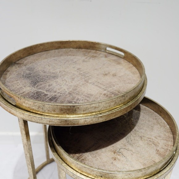 Antique Gold Atlas Set of 2 Tables