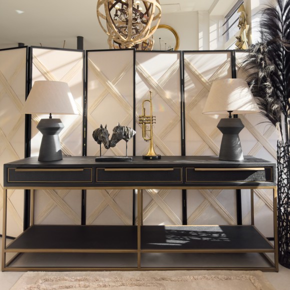 Black & Gold Shagreen Console