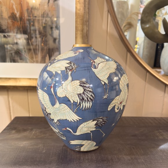 Blue & White Ceramic Bird Vase