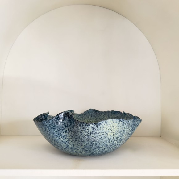 Blue Fluted Speckle Organic Bowl