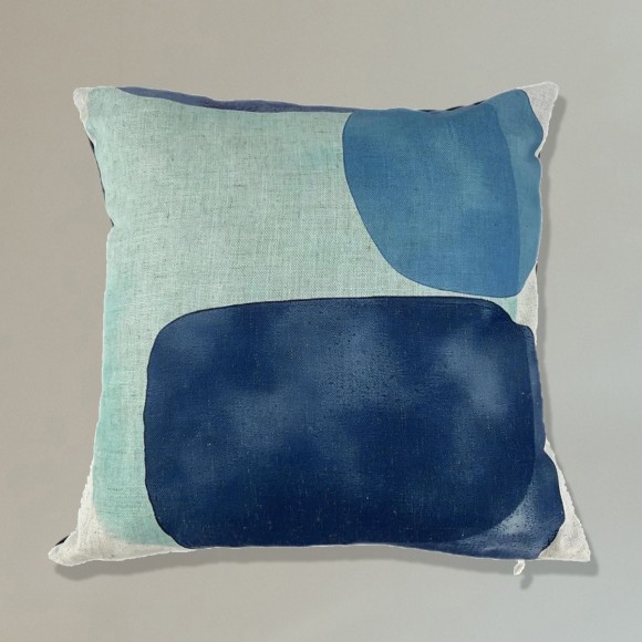 Blue Tonal Organic Shapes Cushion - 45x45cm