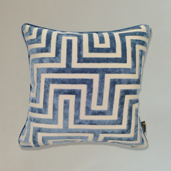 Mid Blue Zig Zag Cushion - 43x43cm