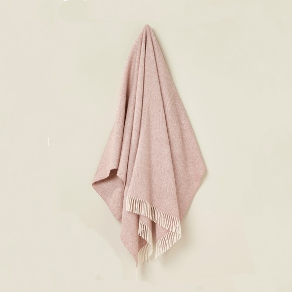 Herringbone British Wool Throw - Blush