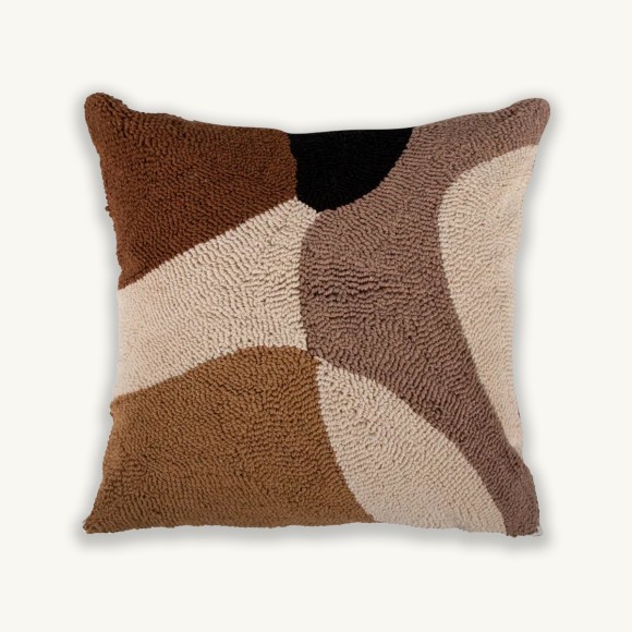 Brown & Mustard Tufted Cushion - 45x45cm